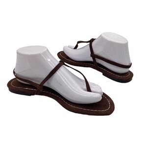 Colin Stuart Brown Suede T-Strap Flat Sandals Size 8 1/2 Women’s
